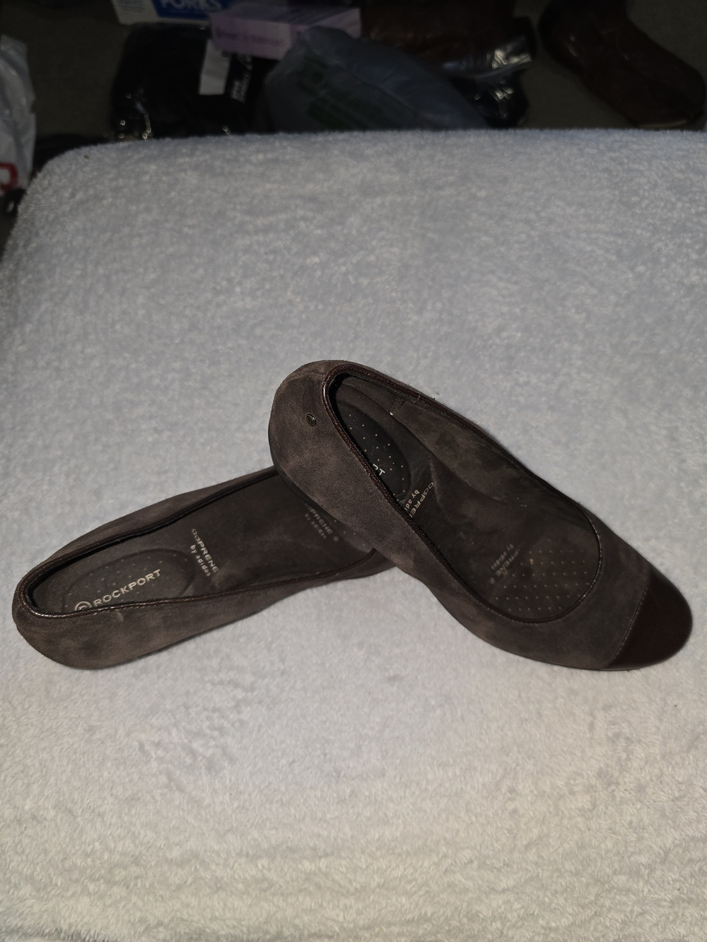 Women's Rockport Adiprene by Adidas Brown Suede Cap Toe Wedge Pumps Size 9